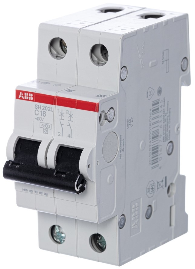 Автоматический выключатель ABB SH202L-C 6A 2P 4.5KA, купить по выгодной ...