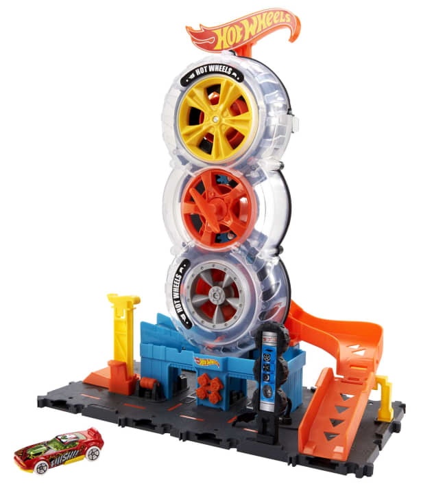 Drumul de joacă pentru copii Hot Wheels City Super Twist Tire Shop (HDP02)