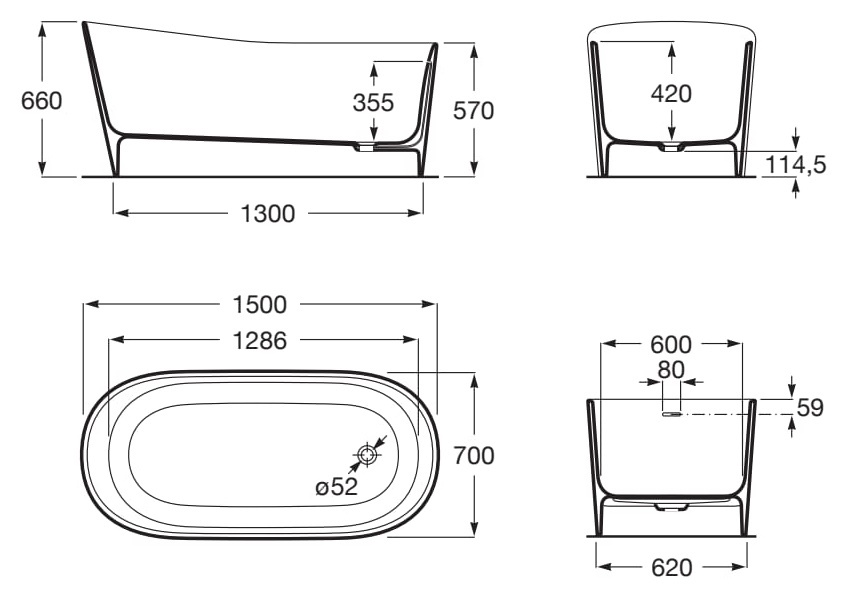 Ванна Roca Maui 150x70 (A248499000) – PandaShop.md. Купить ванна Roca ...