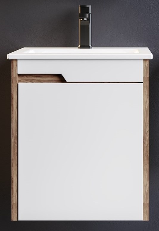 Dulap cu lavoar Orka Brick 45 White/Wallnut (16686)