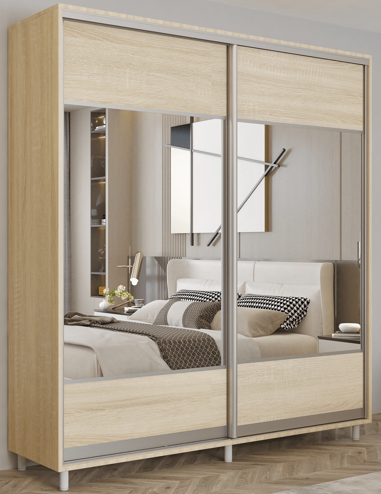 Dulap cu uşi glisante Mobildor-Lux Aron-P 180x220 Oak Sonoma (aronp3133) K1