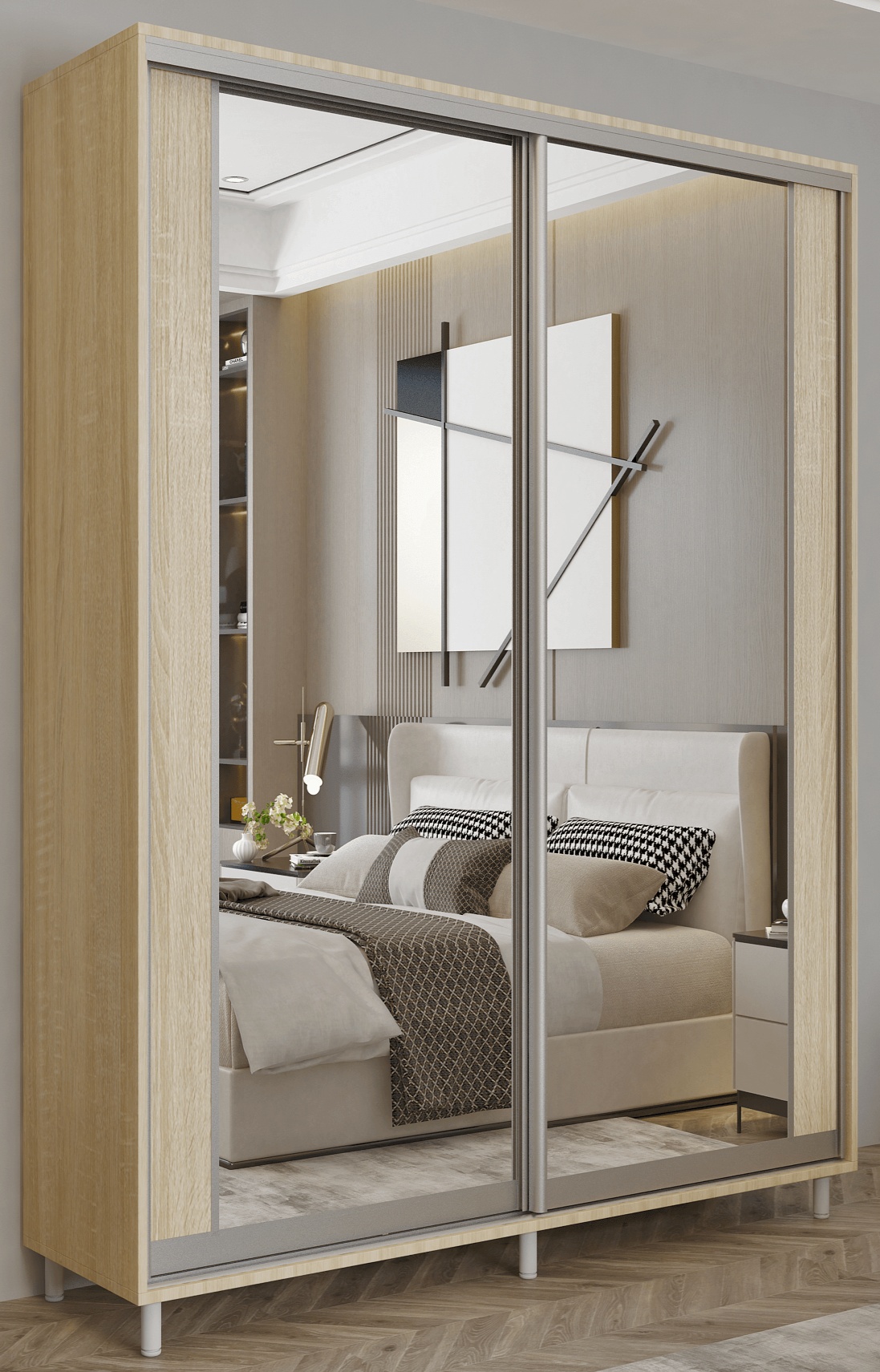 Dulap cu uşi glisante Mobildor-Lux Aron-P 150x220 Oak Sonoma (aronp3581) K2