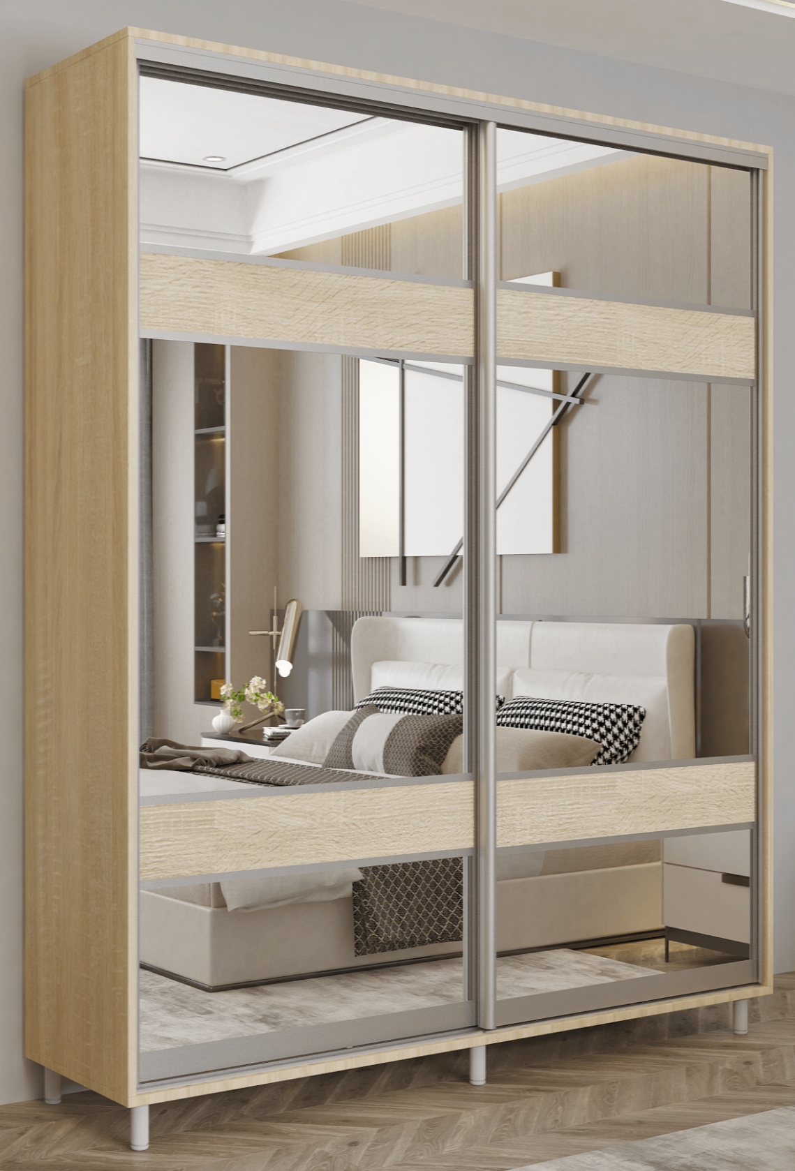 Dulap cu uşi glisante Mobildor-Lux Aron-P 180x220 Oak Sonoma (aronp3677) K3