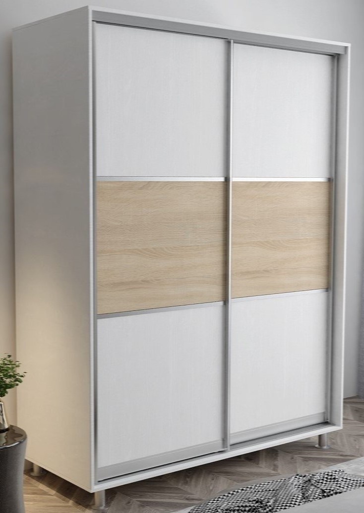 Dulap cu uşi glisante Mobildor-Lux Aron 150x220 White/Oak Sonoma (aron1224) K