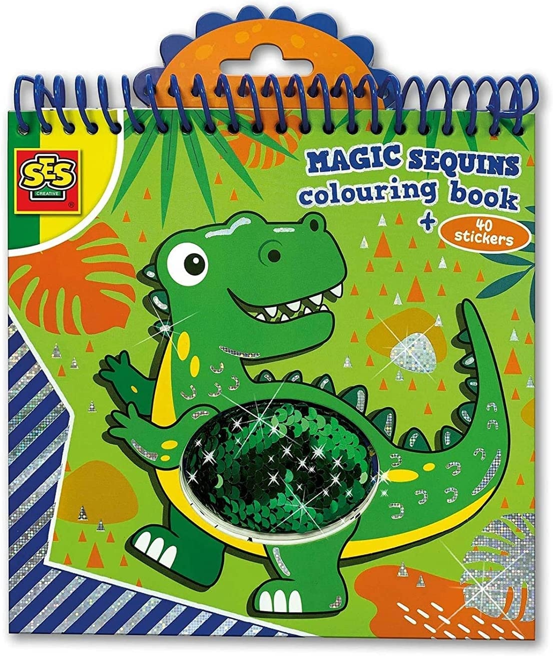 Carte de colorat pentru copii Ses Magic Sequins Colouring Book Dino (00116S)