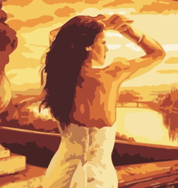 Tablou pe numere PRC Domna în Rochie Albă 30x40cm 003789