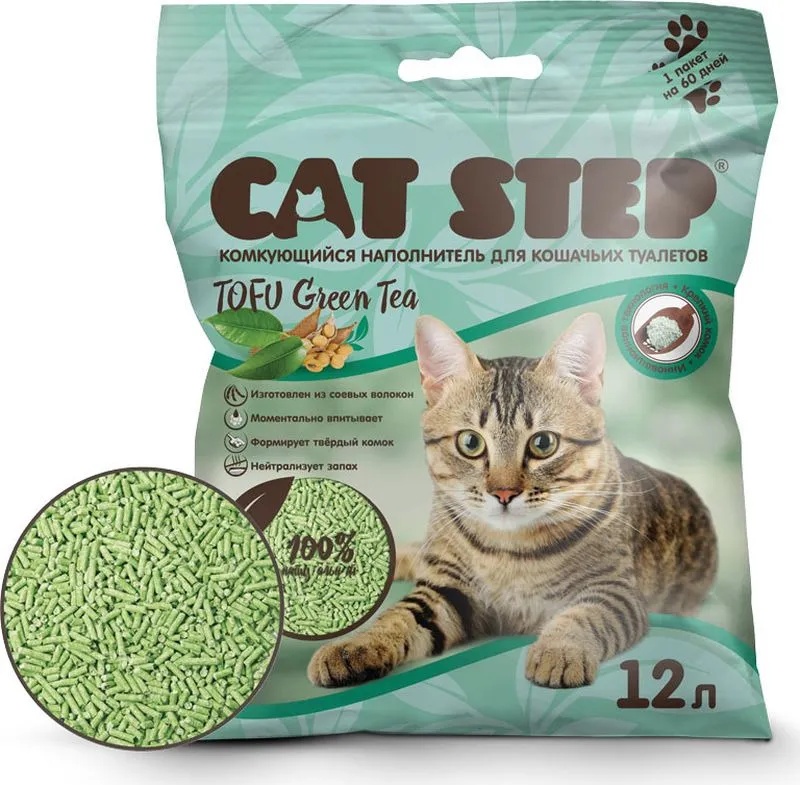 Наполнитель для кошек Cat Step Tofu Green Tea 12L, купить по выгодной ...
