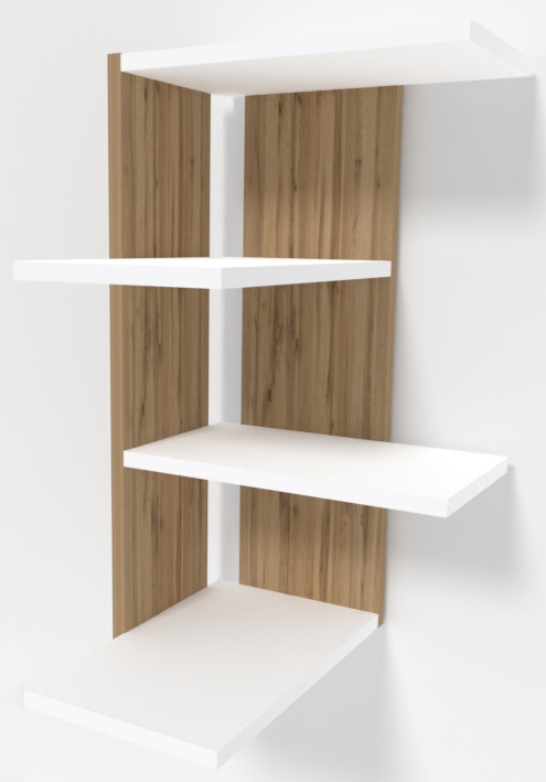 Raft de perete Smartex RD9 ALb/Stejar Închis