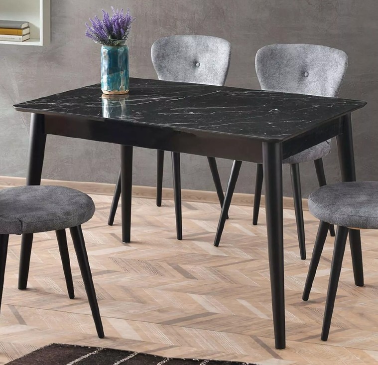 Обеденный стол Necoline Lotus Black Marble/Black Legs, купить по ...