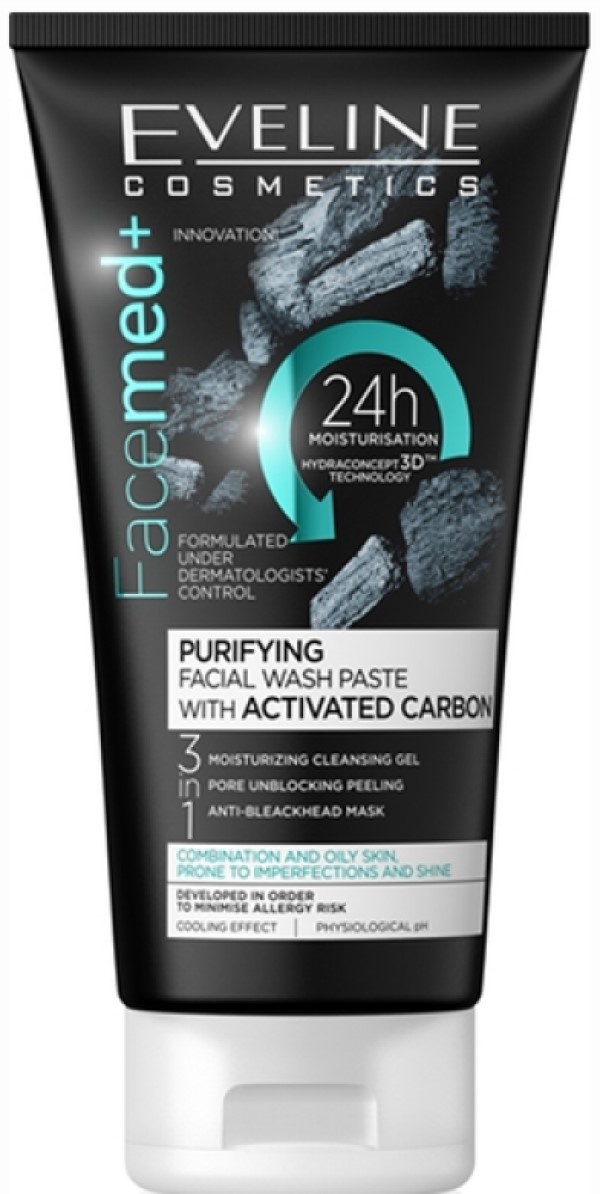 Очищающее средство для лица Eveline Facemed+ 3in1 Carbon 150ml, купить ...