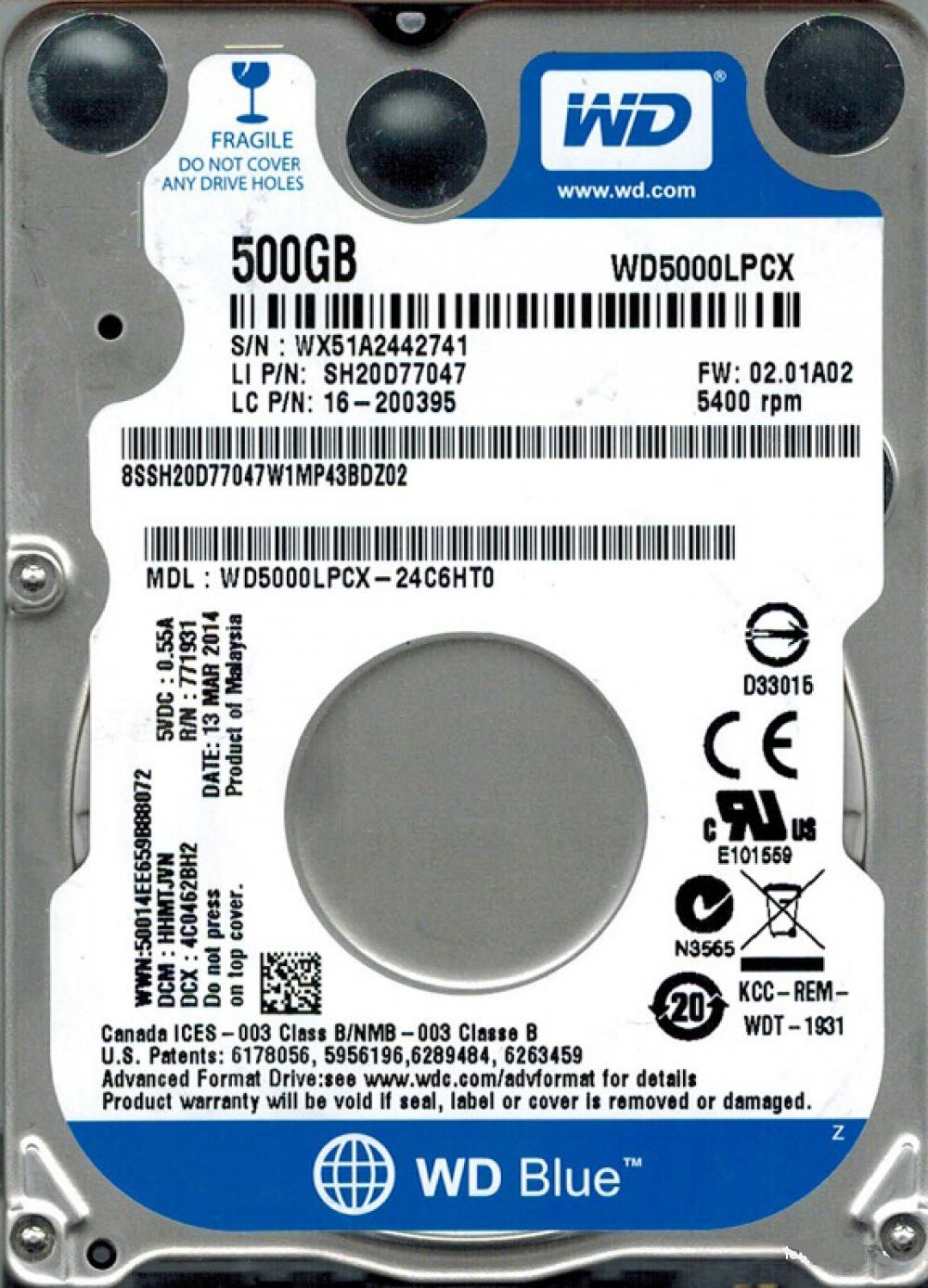 HDD Western Digital Blue 500Gb (WD5000LPCX), cumpără la preț avantajos ...