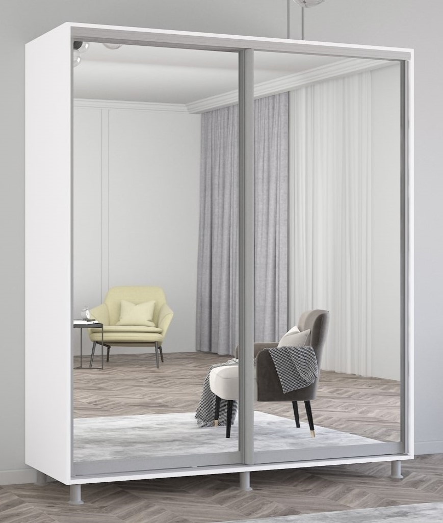 Dulap cu uşi glisante Mobildor-Lux Aron-S Mirror 180x210 White (arons4474)