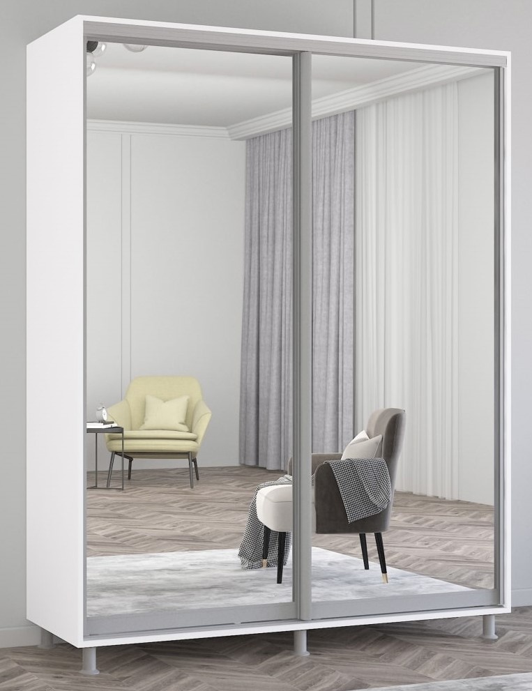 Dulap cu uşi glisante Mobildor-Lux Aron Mirror 150x210 White (aron1864)