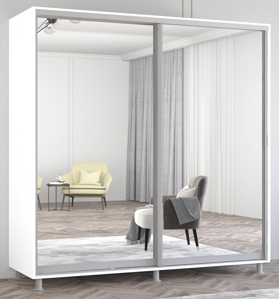 Dulap cu uşi glisante Mobildor-Lux Aron Mirror 230x210 White (aron1945)