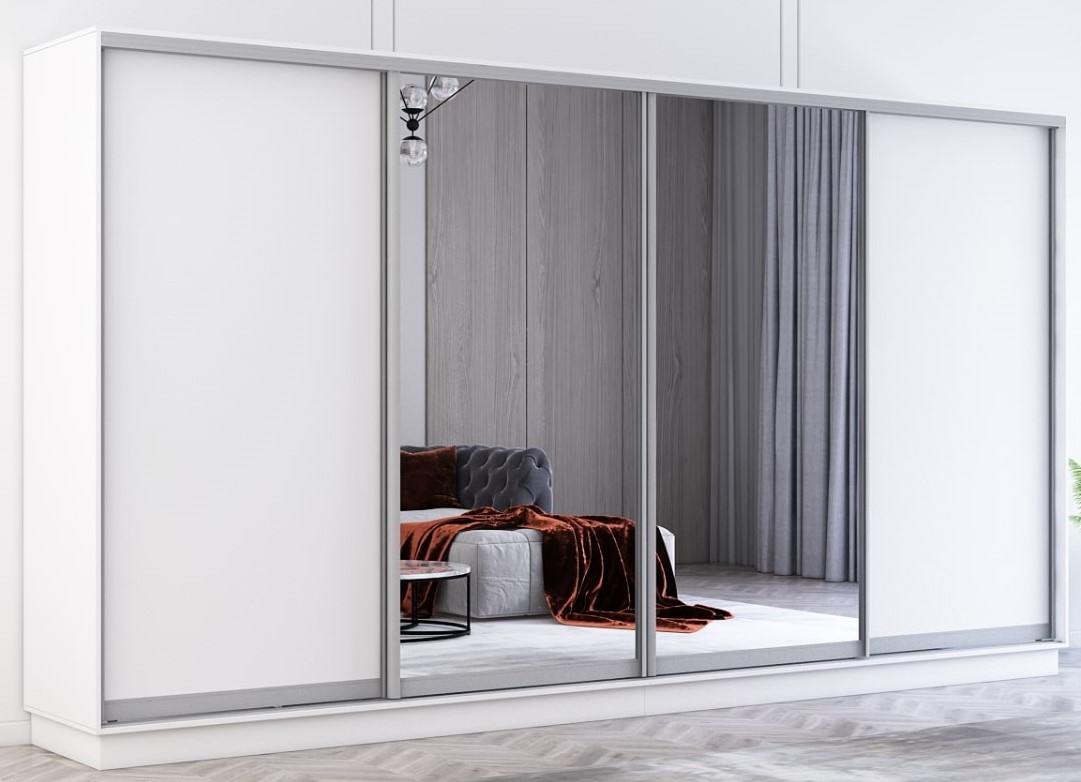 Dulap cu uşi glisante Mobildor-Lux Fox Chipboard/Mirror 380x210 White (fox7006)