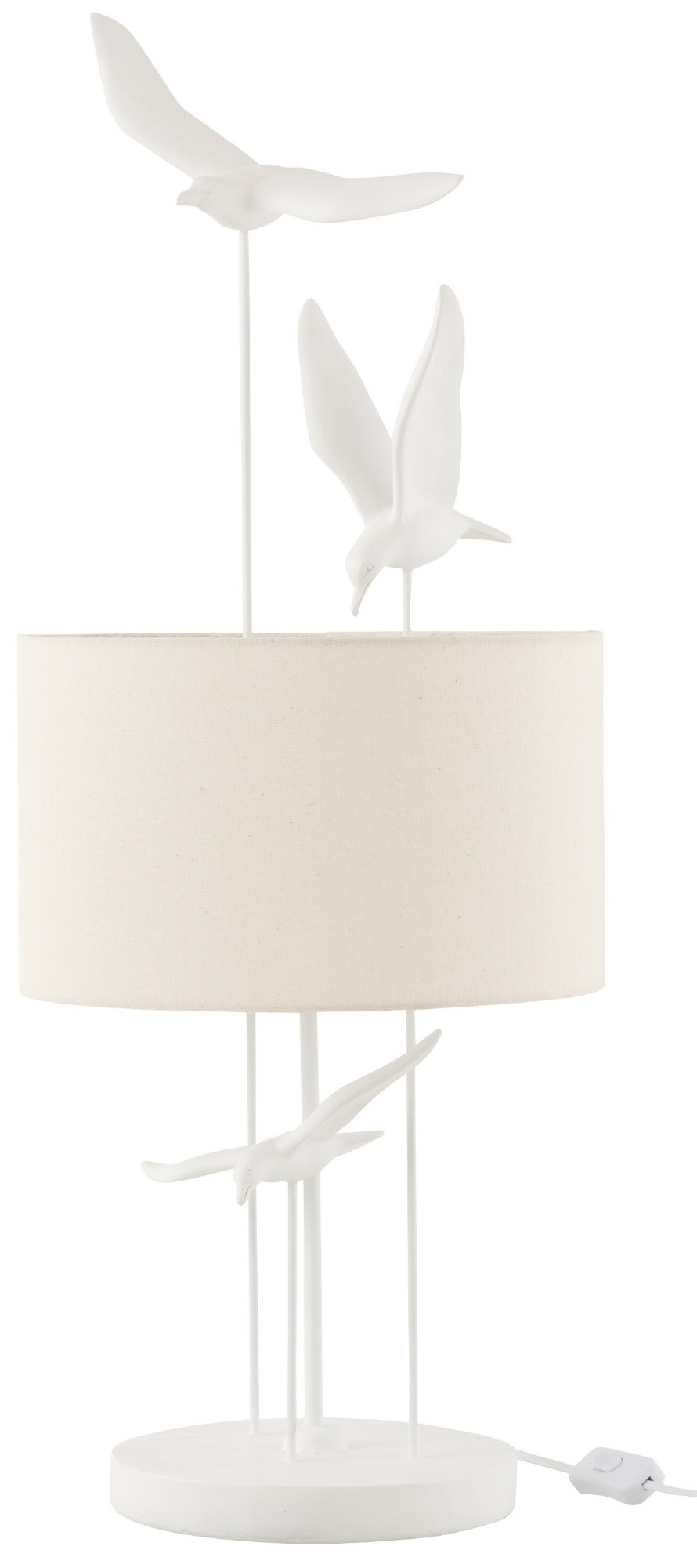 Veioză birou J-Line Tafellamp Vogels Poly Wit-Beige (40311)