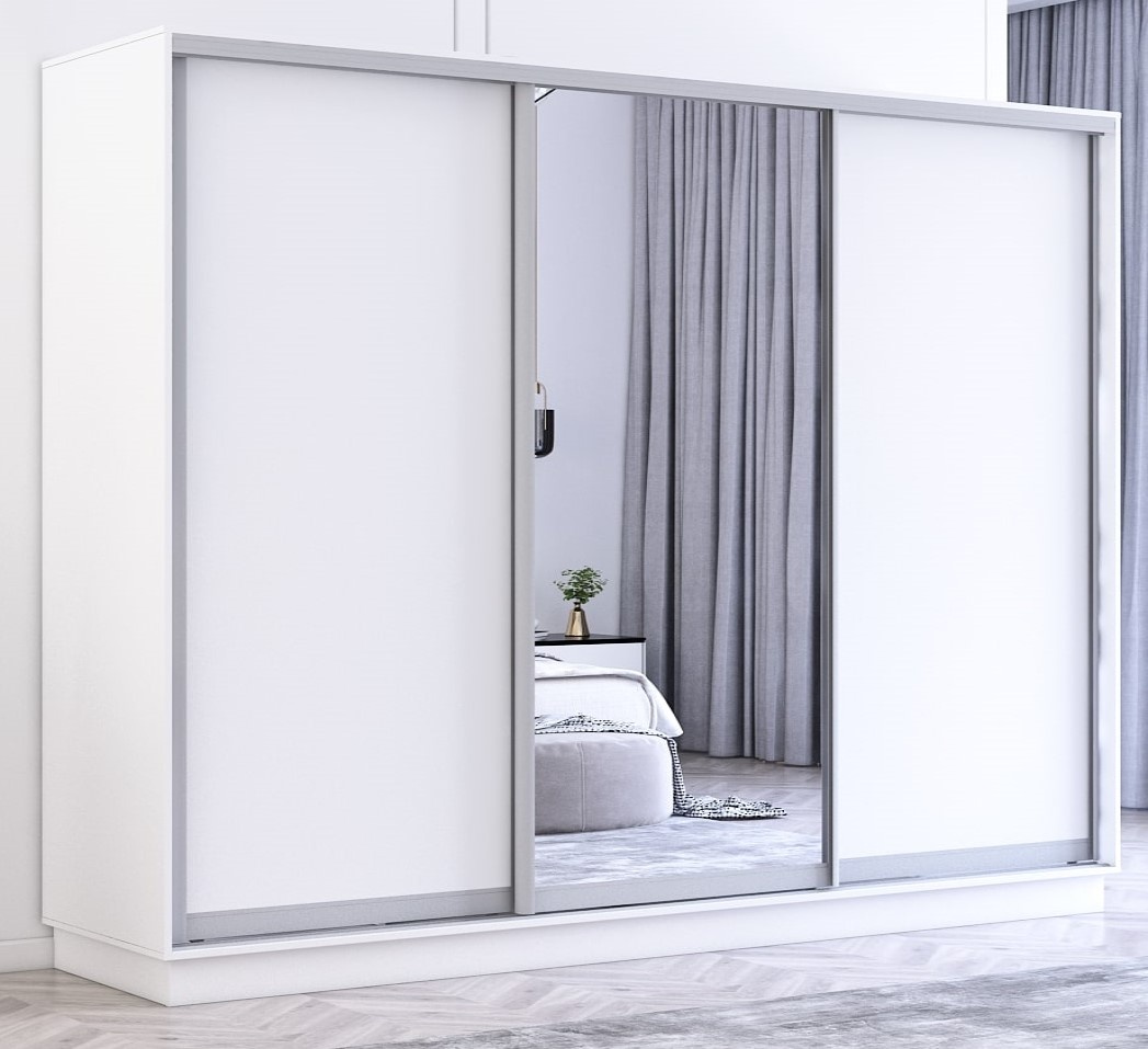 Dulap cu uşi glisante Mobildor-Lux Fox Chipboard/Mirror 330x220 White (fox7482)