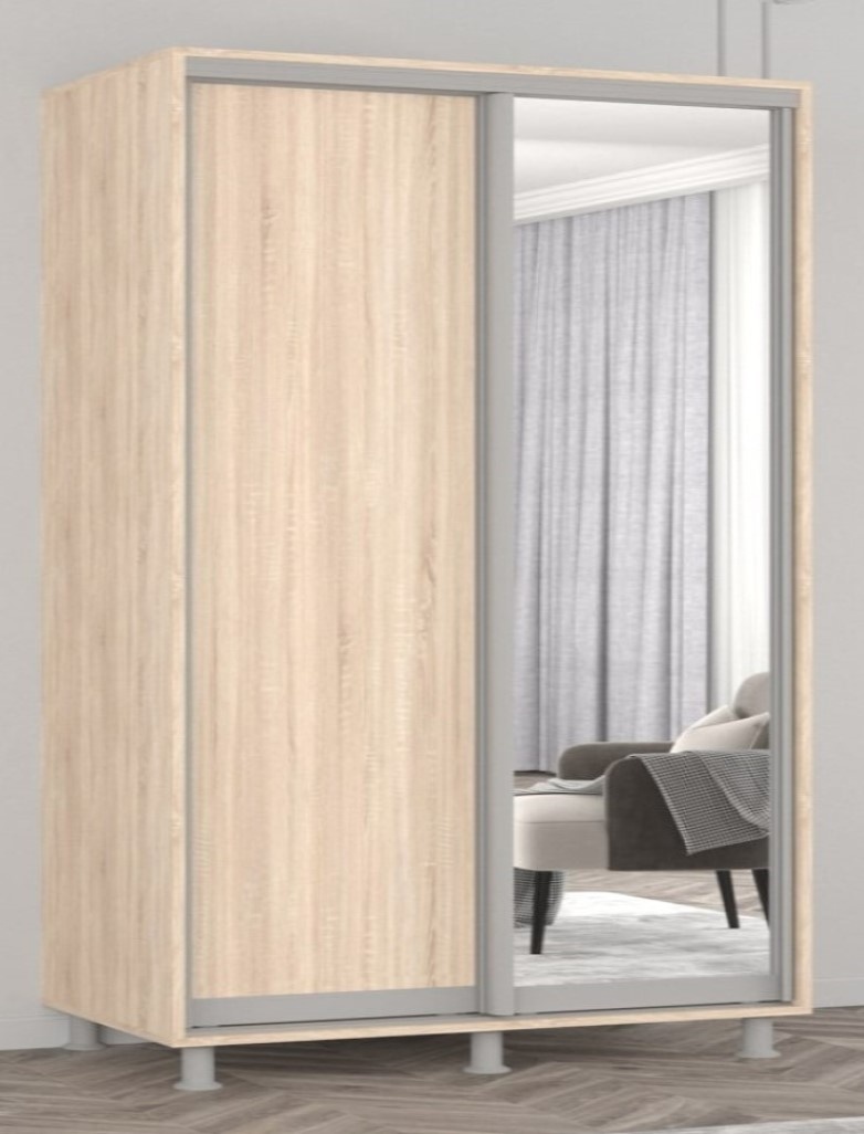 Dulap cu uşi glisante Mobildor-Lux Aron Chipboard/Mirror 170x230 Oak Sonoma (aron2336)