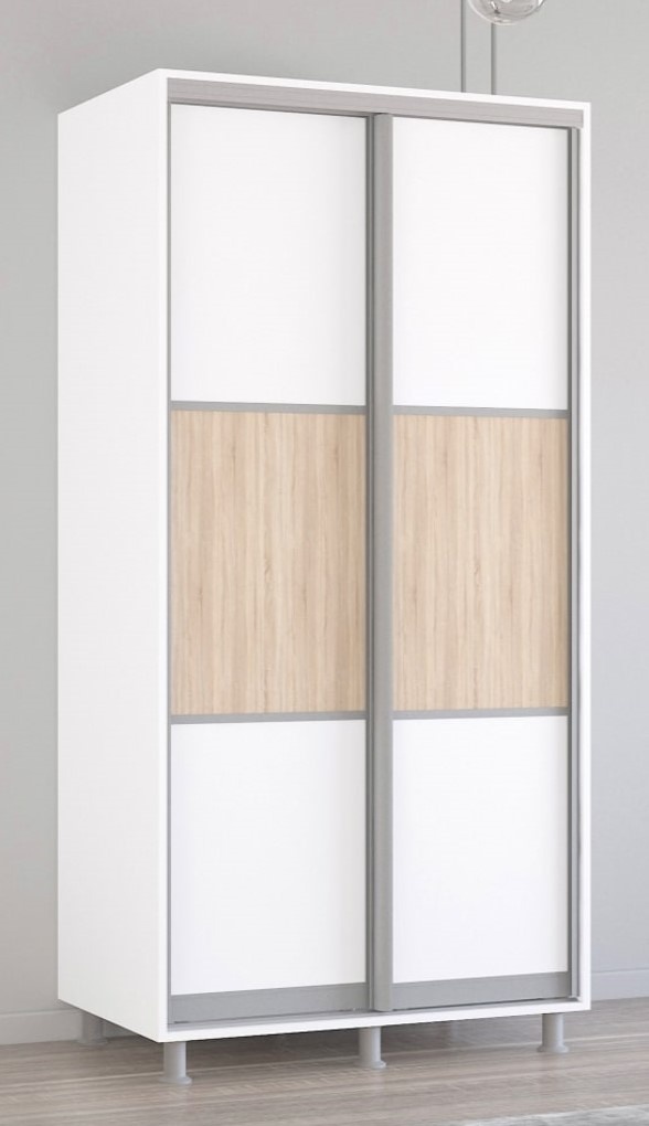 Dulap cu uşi glisante Mobildor-Lux Aron-S 100x230 White/Oak Sonoma (arons4524) K