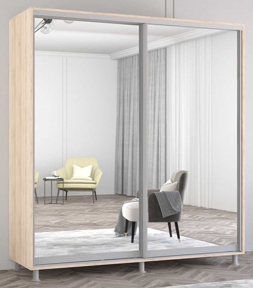 Dulap cu uşi glisante Mobildor-Lux Aron Mirror 220x230 Oak Sonoma (aron1630)
