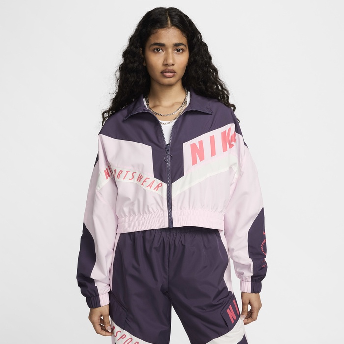 Nike W Nsw Jacket Woven Street Dark Raisin Pink Foam Sail s.M PandaShop.md