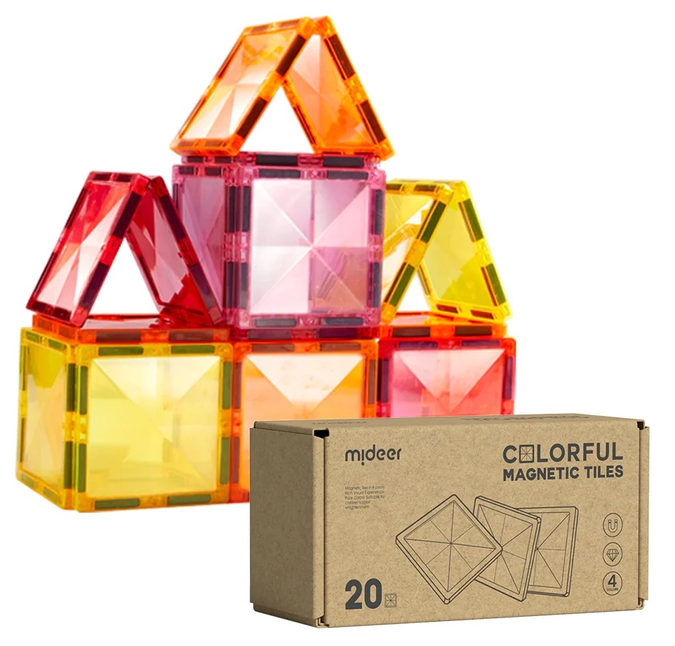 Set de construcție Mideer Colorful Magnetic Tiles 20pcs