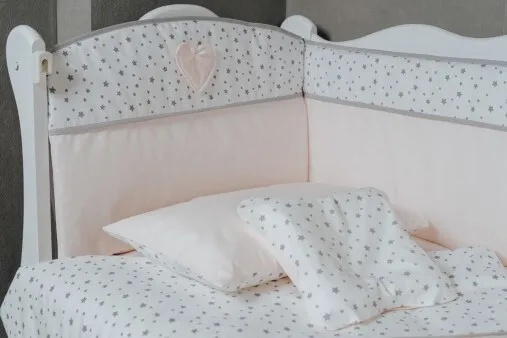 Protectie laterala pentru patut PernaMea Stele Roz 120x60cm