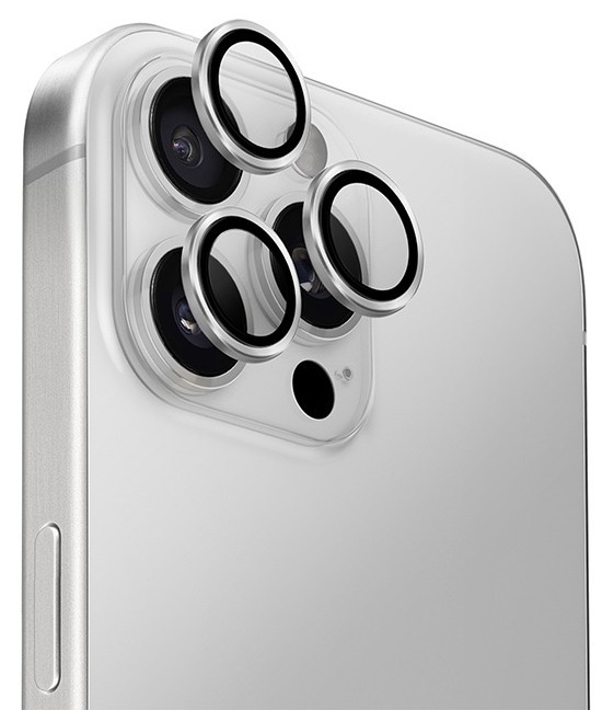 Sticlă de protecție pentru smartphone Uniq Optix Aluminium Camera Lens Protector for iPhone 16 Pro/16 Pro Max Silver