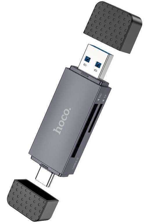 Cititor de carduri Hoco HB45 Spirit 2-in-1 Metal Gray
