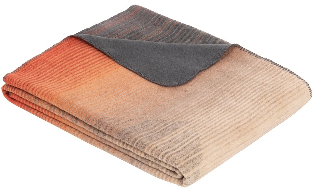 Pătura IBENA Jacquard Decke Luena 150x200cm Dark Grey/Orange