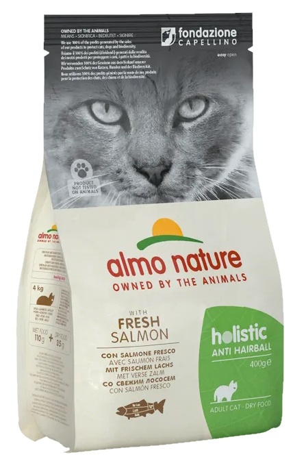 Hrană uscată pentru pisici Almo Nature Holistic Anti Hairball Salmon 400g