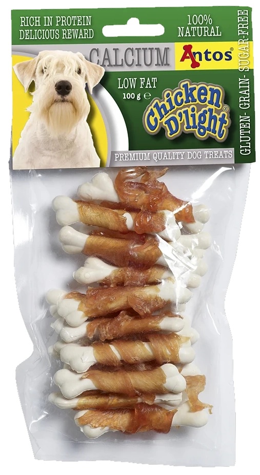 Snackuri pentru câini Antos Chicken D'light Calcium 100g (20178)