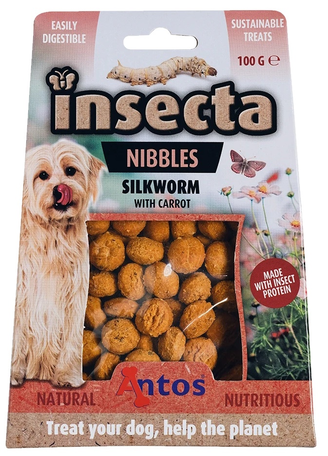 Snackuri pentru câini Antos Insecta Nibbles Silkworm & Carrot 100g (20093)