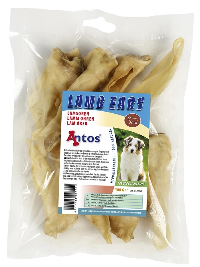 Snackuri pentru câini Antos Lamb Ears 100g (20520)