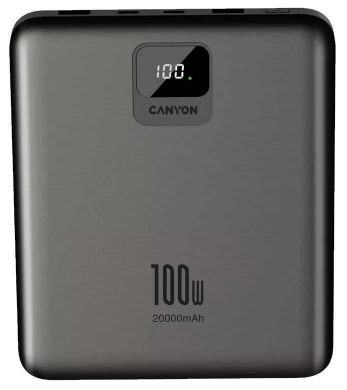 Acumulator extern Canyon PB-2008 Flat 20000mAh Dark Grey (CNE-CPB2008DG)