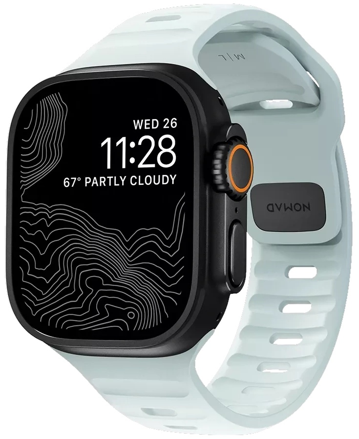 Curea Nomad Sport Band Apple Watch 45mm Icy Blue Glow