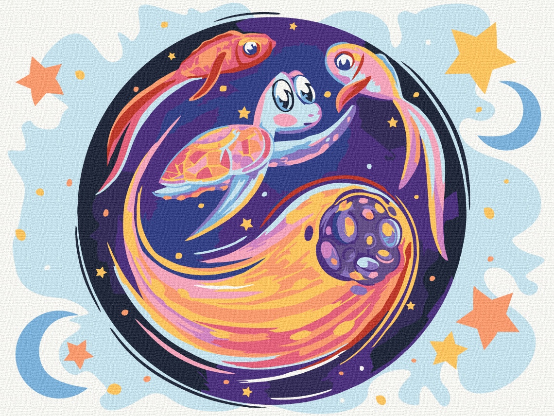 Tablou pe numere Brushme Cometă și broască țestoasă KBS0120