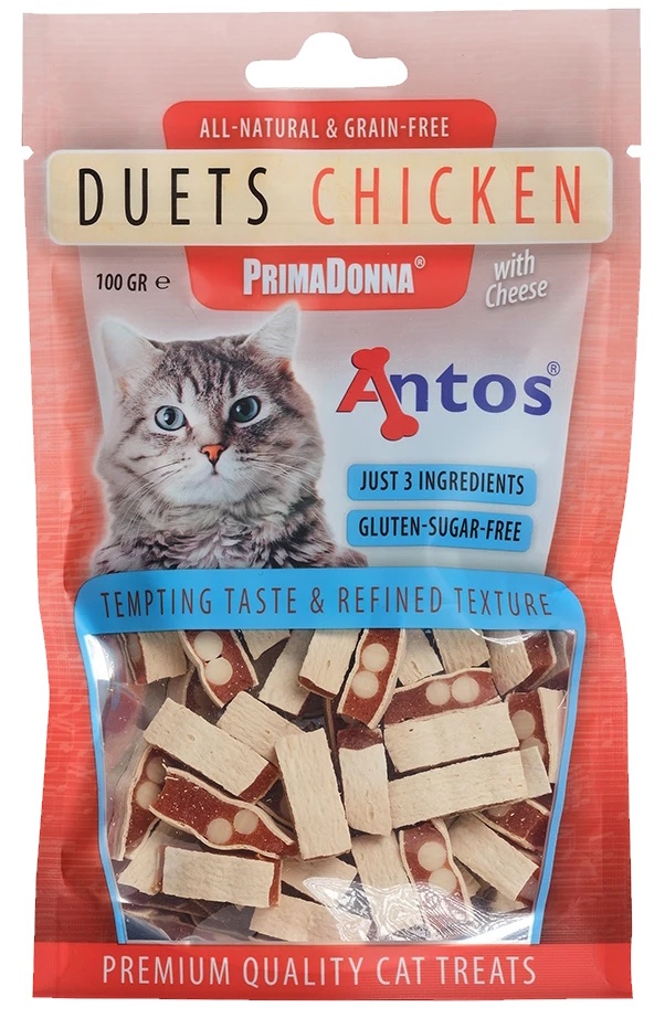 Snackuri pentru pisici Antos PrimaDonna Duets Chicken & Cheese 100g (10232)