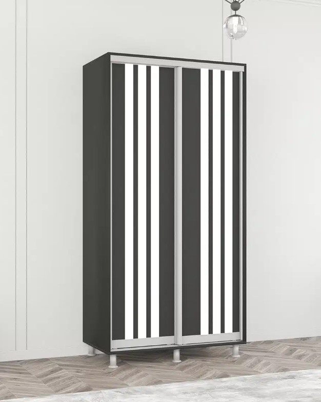 Dulap cu uşi glisante Mobildor-Lux Aron with Lamellas 100x200 Anthracite/White (00010388)