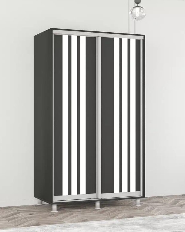 Dulap cu uşi glisante Mobildor-Lux Aron with Lamellas 120x230 Anthracite/White (00010420)