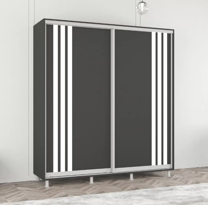 Dulap cu uşi glisante Mobildor-Lux Aron with Lamellas 200x200 Anthracite/White (00010508)