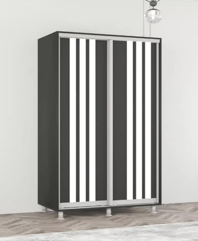 Dulap cu uşi glisante Mobildor-Lux Aron with Lamellas 150x200 Anthracite/White (00010393)