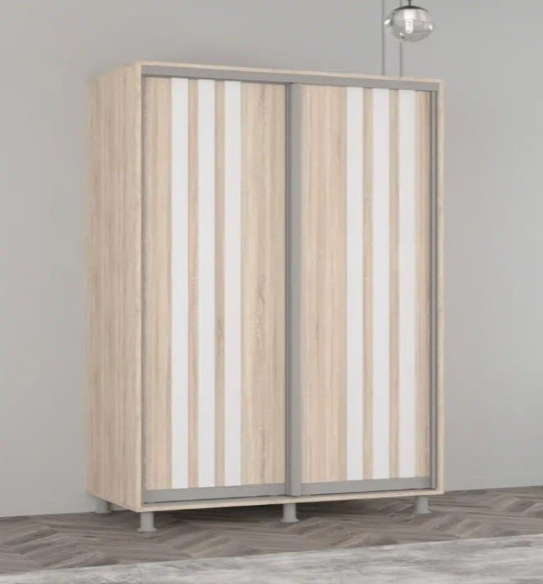 Dulap cu uşi glisante Mobildor-Lux Aron with Lamellas 160x240 Oak Sonoma/White (00010484)