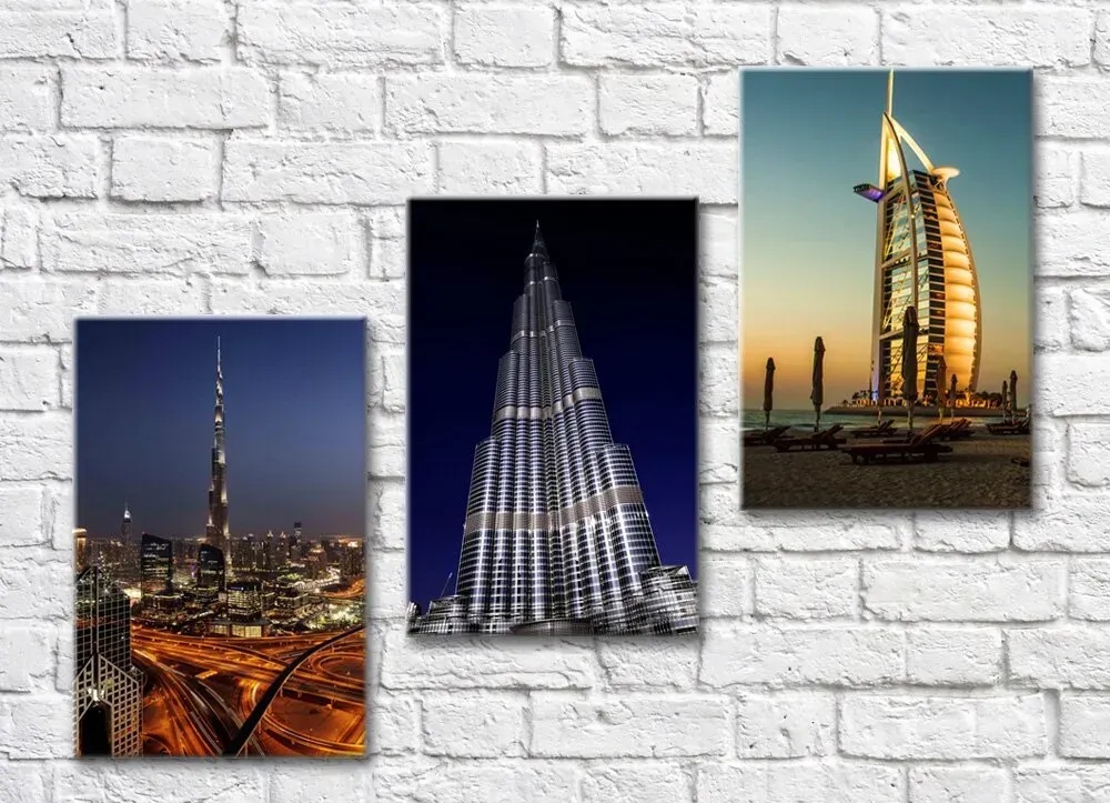 Pictură ArtPoster Dubai skyscrapers at night (500022)