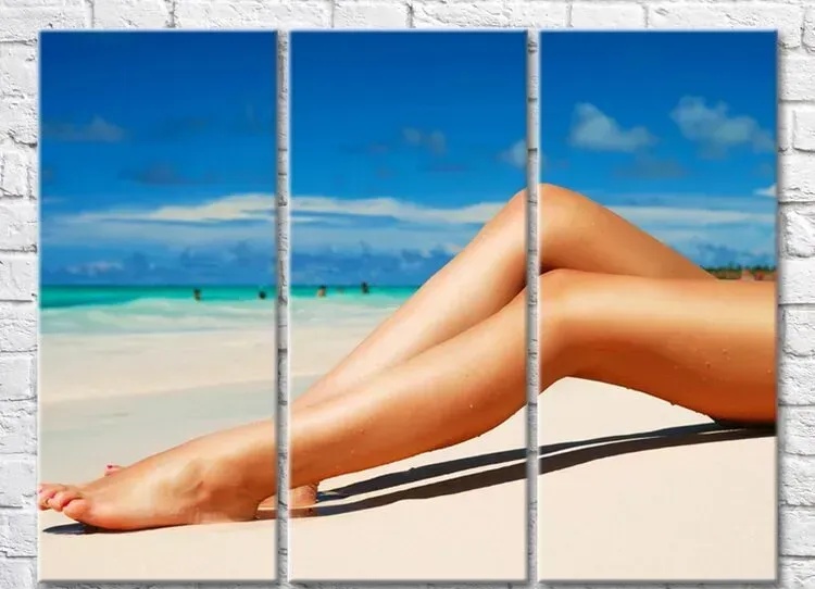 ArtPoster Girl's feet on the sand by the sea