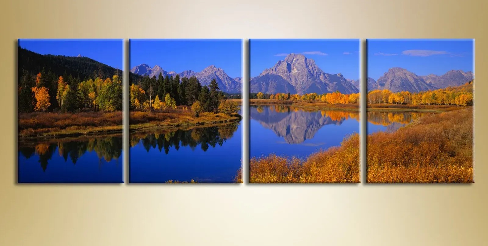 Pictură ArtPoster Polyptych mountains, autumn, pond (1409558)