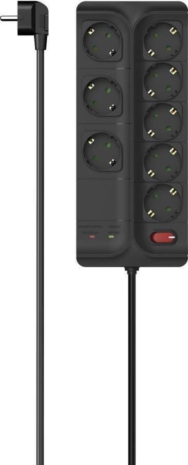 Protecţie împotriva supratensiunii Hama Power Strip 8-Way 1.5m Black (223162)