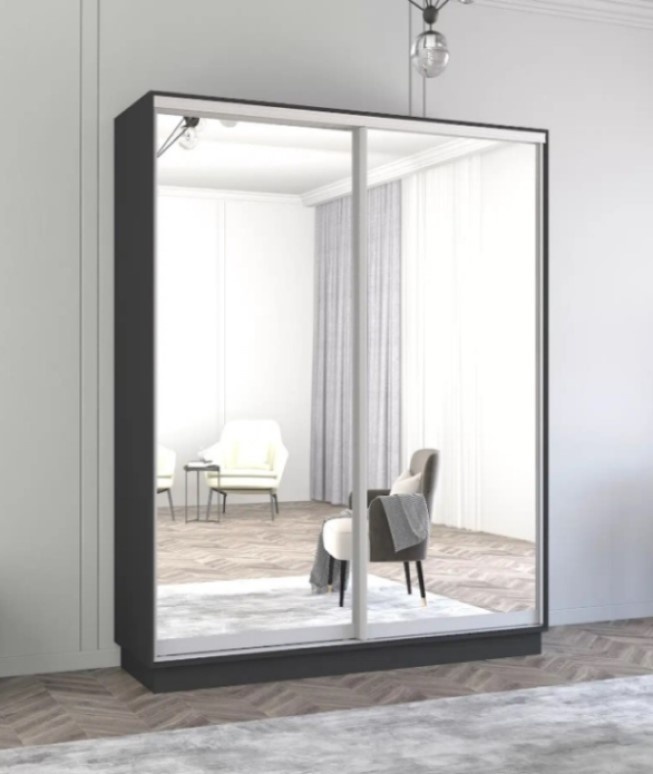 Dulap cu uşi glisante Mobildor-Lux Fox Mirror 140x240 Anthracite (fox5481)