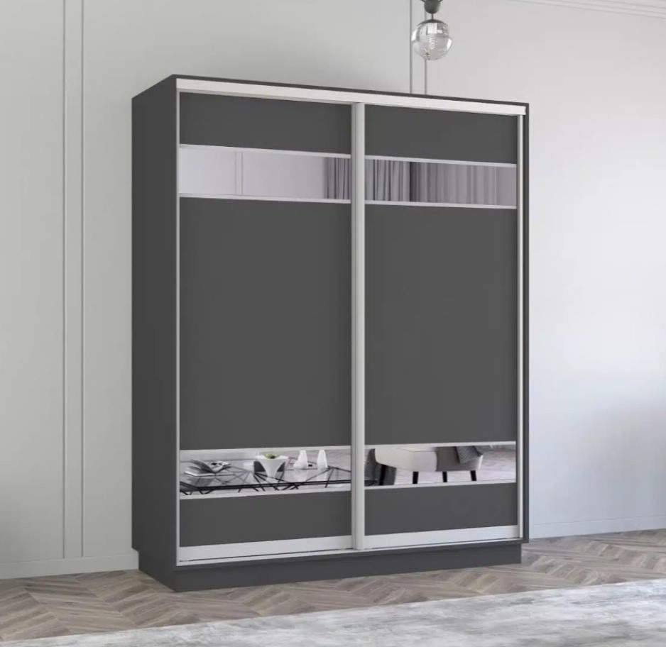 Dulap cu uşi glisante Mobildor-Lux Fox Mirror Elements 210x240 Anthracite (fox6187)