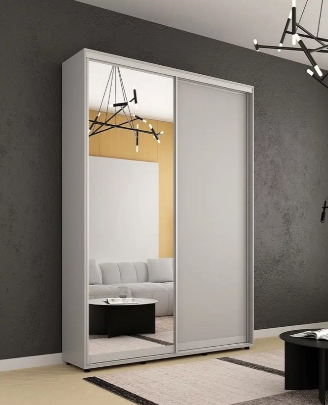 Dulap cu uşi glisante Mobildor-Lux Compact Chipboard/Mirror 150x220 Grey (compact5286)